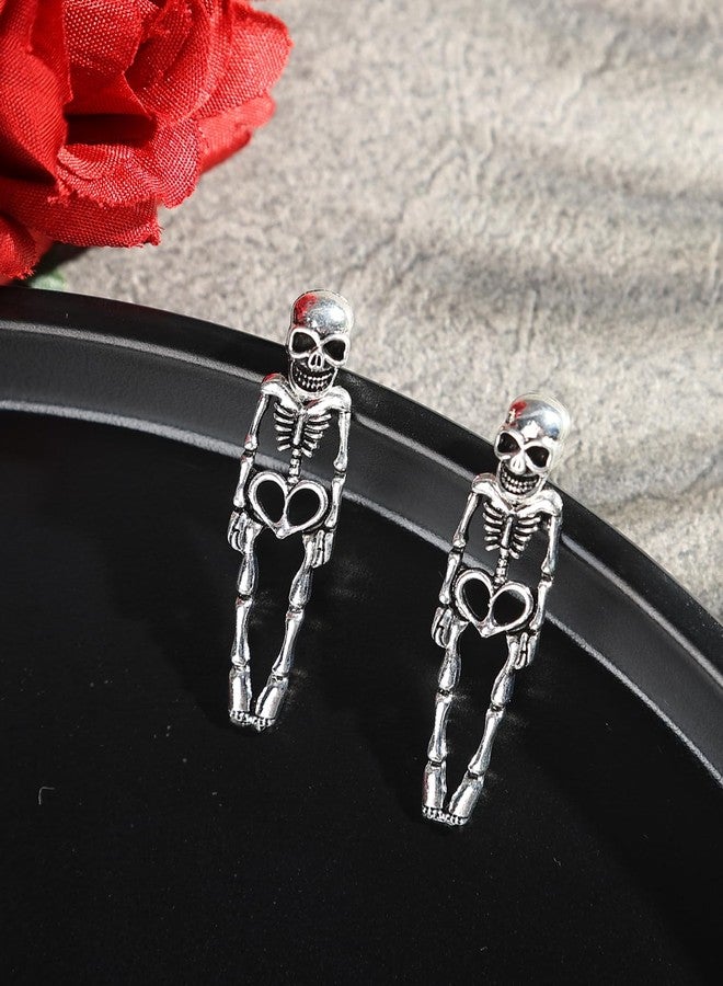 JSLOVFLO Punk Halloween Earrings for Women,Witch Skull Skeleton Dangle Earrings for Women,Scary Halloween Party Earring for Halloween Accessories (Skull) - Image 5